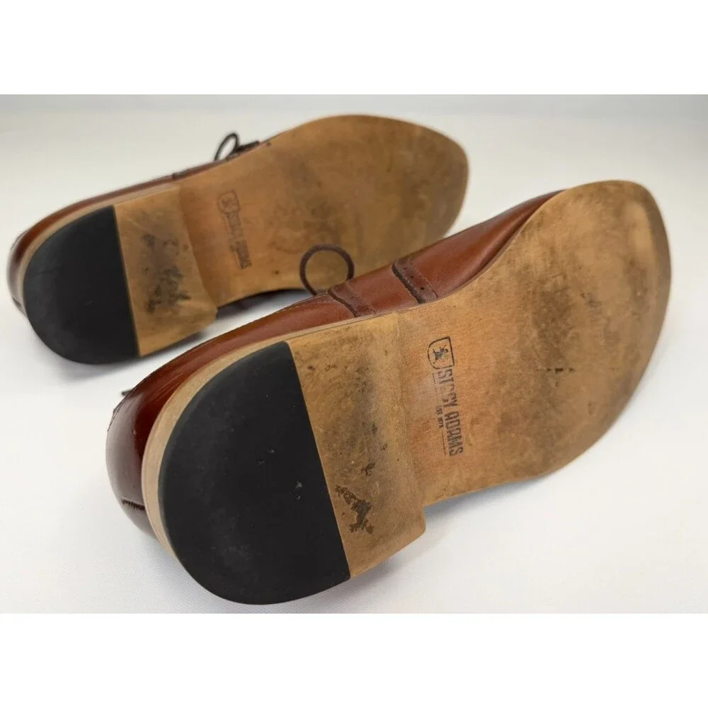 STACY ADAMS Mens Casual Dress Shoes Brown Leather Oxfords Brogue Sz Size 10M